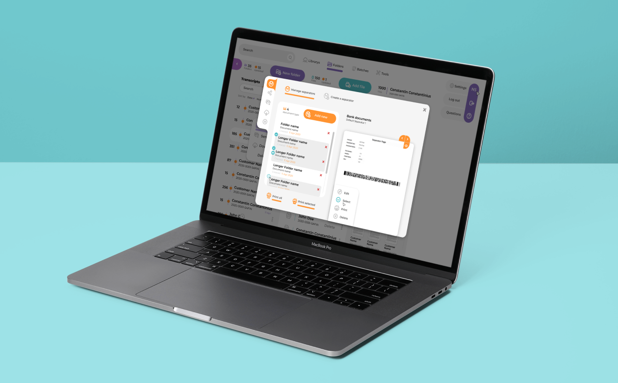 Функция сепаратора в приложение для документооборота
