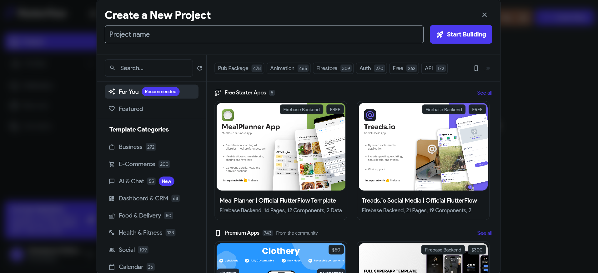 Интерфейс FlutterFlow