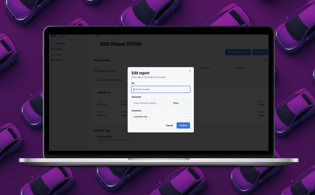Функционал платформы для автомобильной диагностики и сервисов